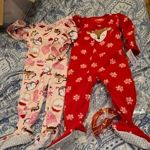 ❤️10/$20 New Carter's Cozy Red and Pink Footie One Pieces